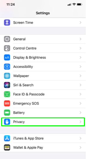 where is location setting on iphone