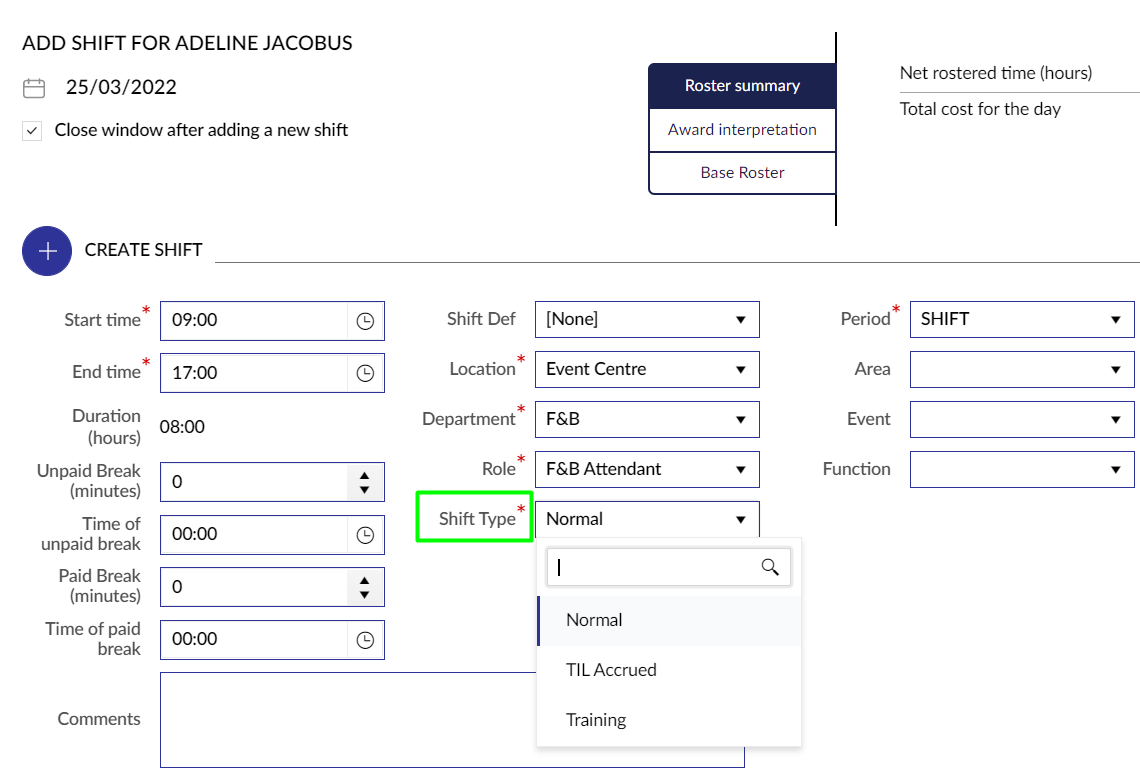 Shift Types in Rostering – Humanforce