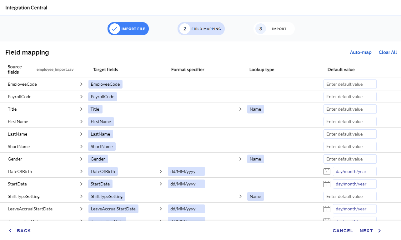How do I set up an Employee Details Import through Integration Central ...